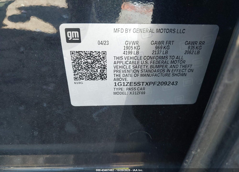 2023 CHEVROLET MALIBU FWD 2LT VIN: 1G1ZE5STXPF209243