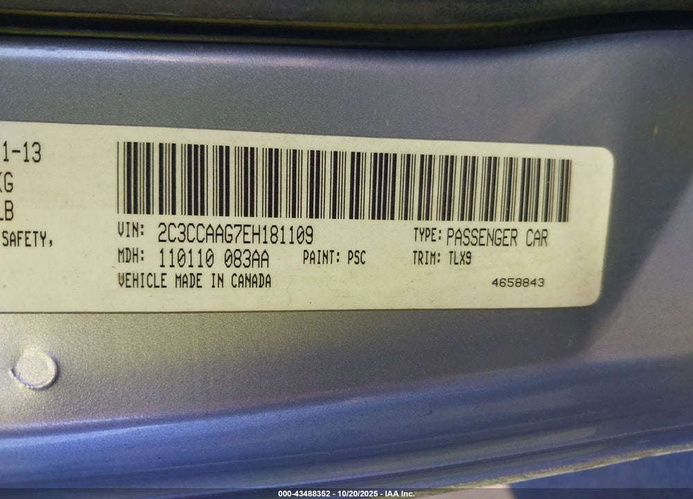 2014 CHRYSLER 300 VIN: 2C3CCAAG7EH181109