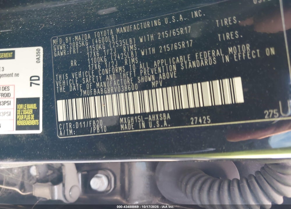 2024 TOYOTA COROLLA CROSS HYBRID VIN: 7MUFBABG8RV038600