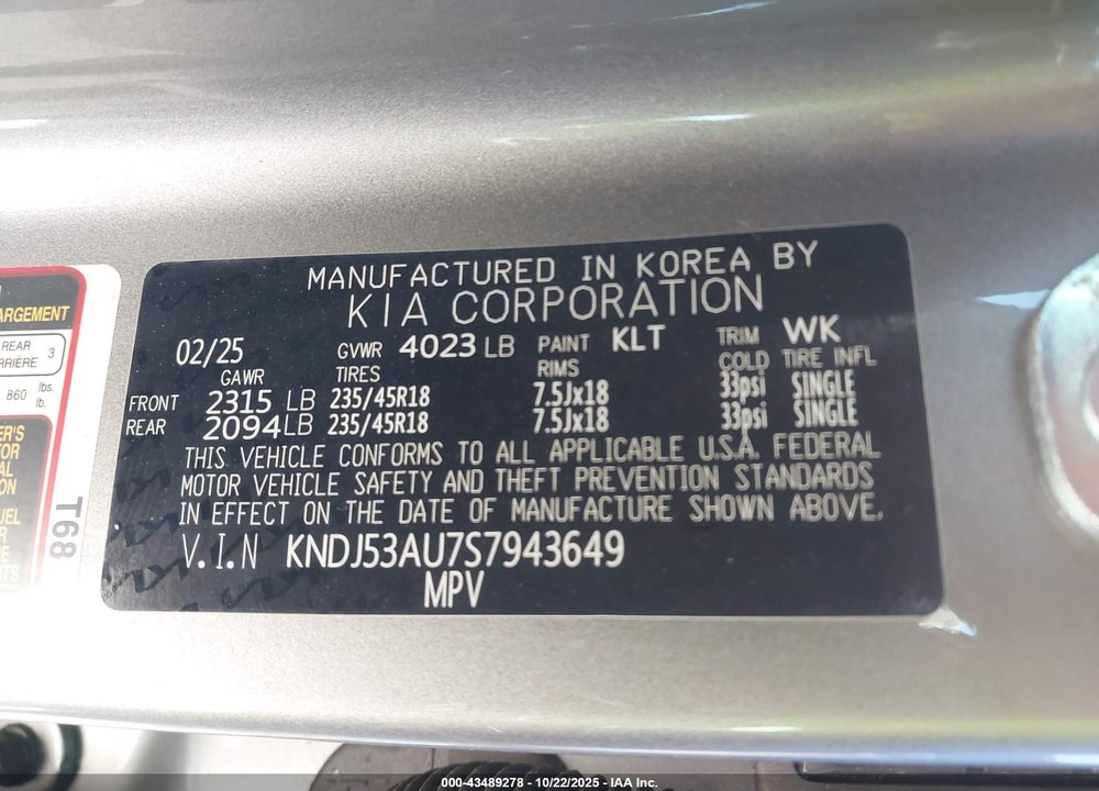 2025 KIA SOUL GT LINE VIN: KNDJ53AU7S7943649