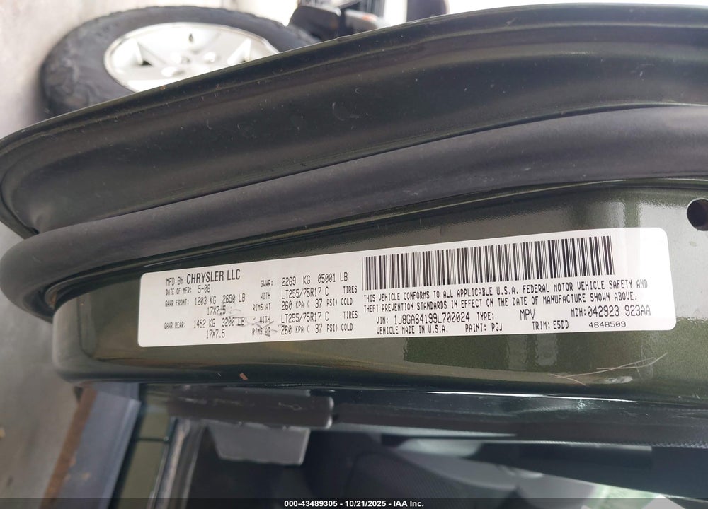 2009 JEEP WRANGLER RUBICON VIN: 1J8GA64199L700024