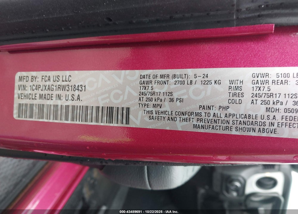 2024 JEEP WRANGLER 2-DOOR SPORT S 4X4 VIN: 1C4PJXAG1RW318431