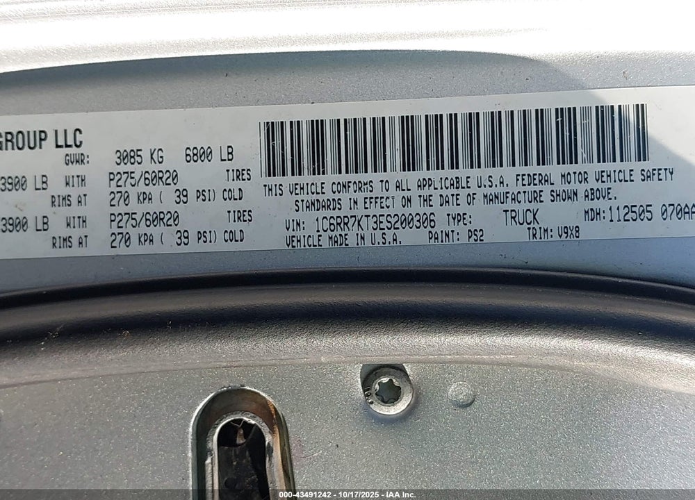 2014 RAM 1500 EXPRESS VIN: 1C6RR7KT3ES200306