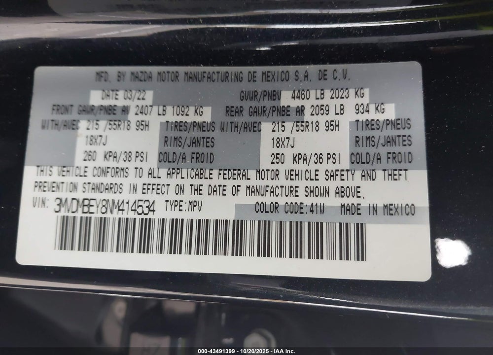 2022 MAZDA CX-30 2.5 TURBO PREMIUM PLUS VIN: 3MVDMBEY8NM414534