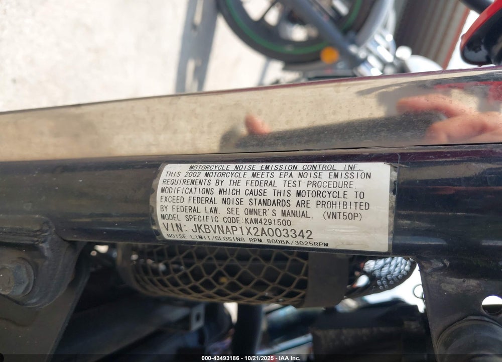 2002 KAWASAKI VN1500 P1 VIN: JKBVNAP1X2A003342