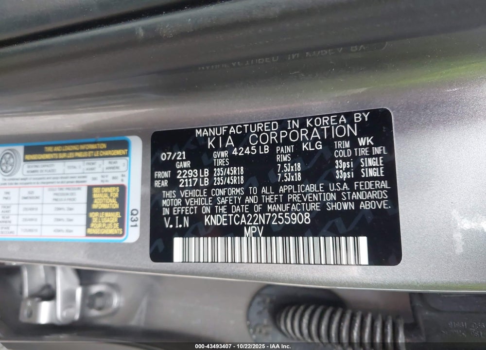 2022 KIA SELTOS SX TURBO VIN: KNDETCA22N7255908