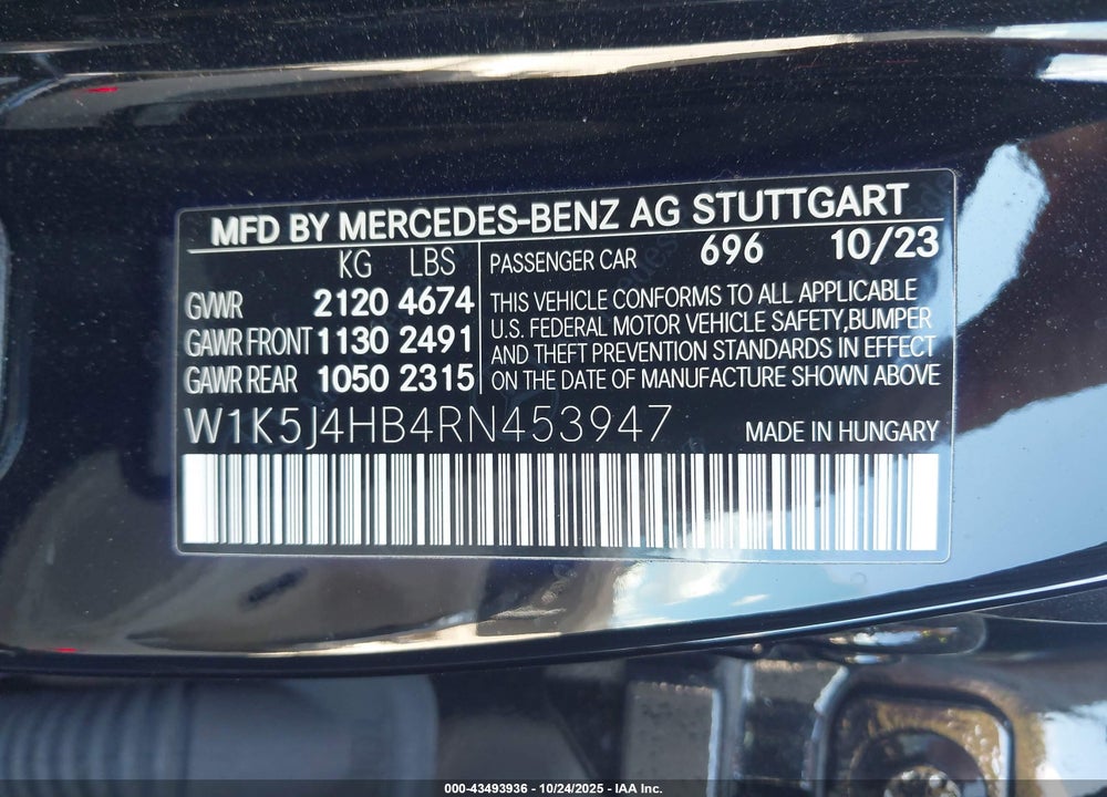 2024 MERCEDES-BENZ CLA 250 COUPE 4MATIC VIN: W1K5J4HB4RN453947