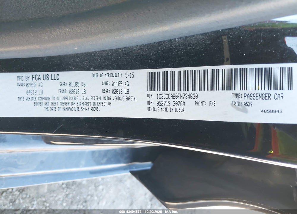 2015 CHRYSLER 200 VIN: 1C3CCCAB0FN734630