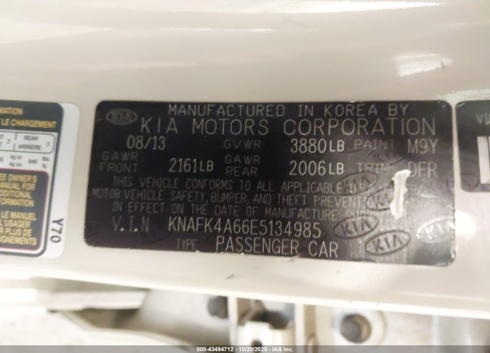 2014 KIA FORTE LX VIN: KNAFK4A66E5134985
