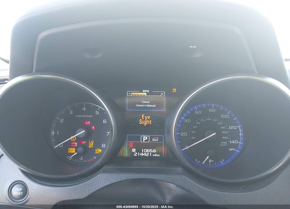 2019 SUBARU OUTBACK 2.5I PREMIUM VIN: 4S4BSAHC5K3223414