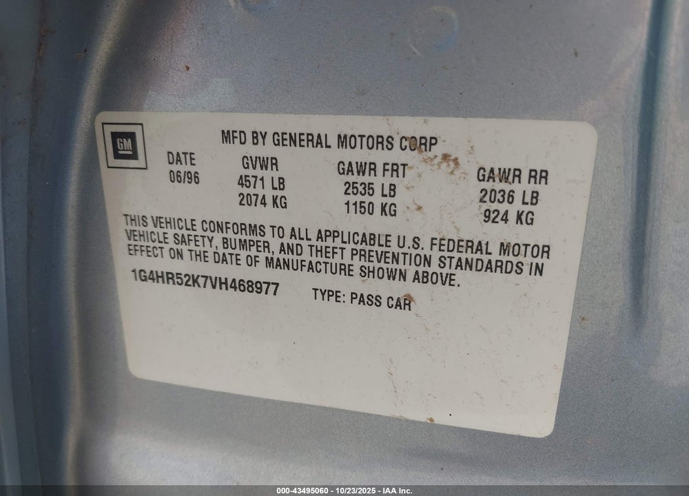 1997 BUICK LESABRE LIMITED VIN: 1G4HR52K7VH468977