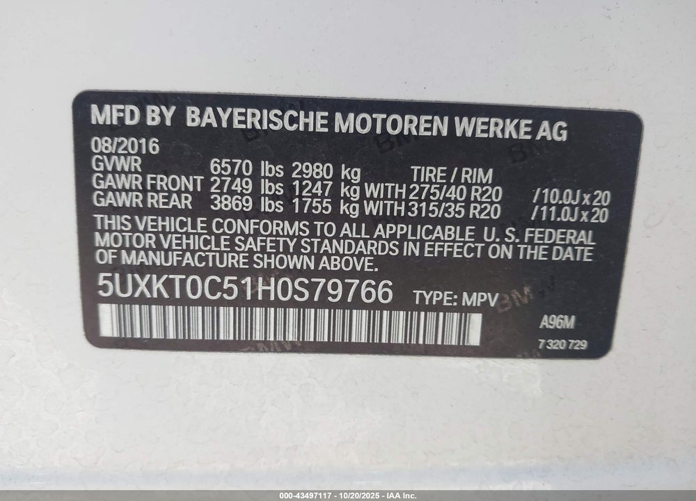 2017 BMW X5 EDRIVE XDRIVE40E IPERFORMANCE VIN: 5UXKT0C51H0S79766
