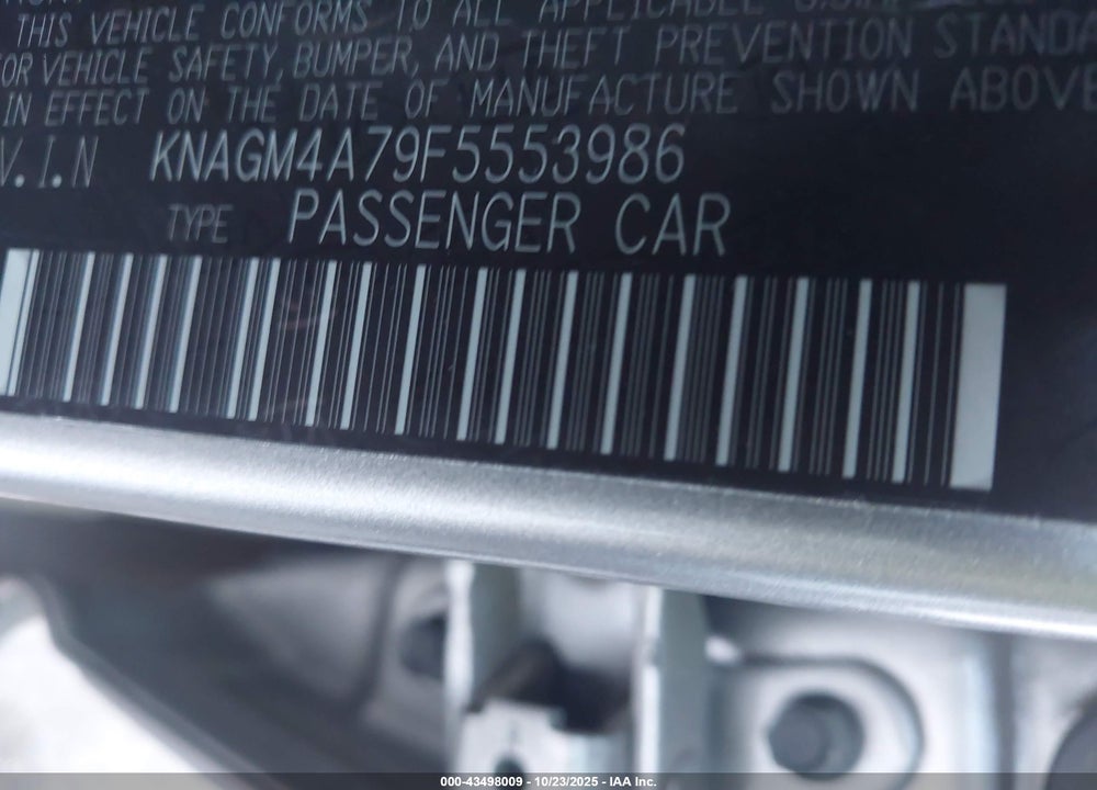 2015 KIA OPTIMA LX VIN: KNAGM4A79F5553986