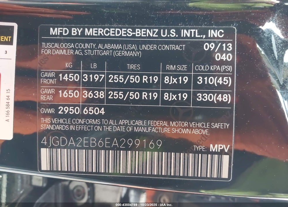 2014 MERCEDES-BENZ ML 350 BLUETEC 4MATIC VIN: 4JGDA2EB6EA299169