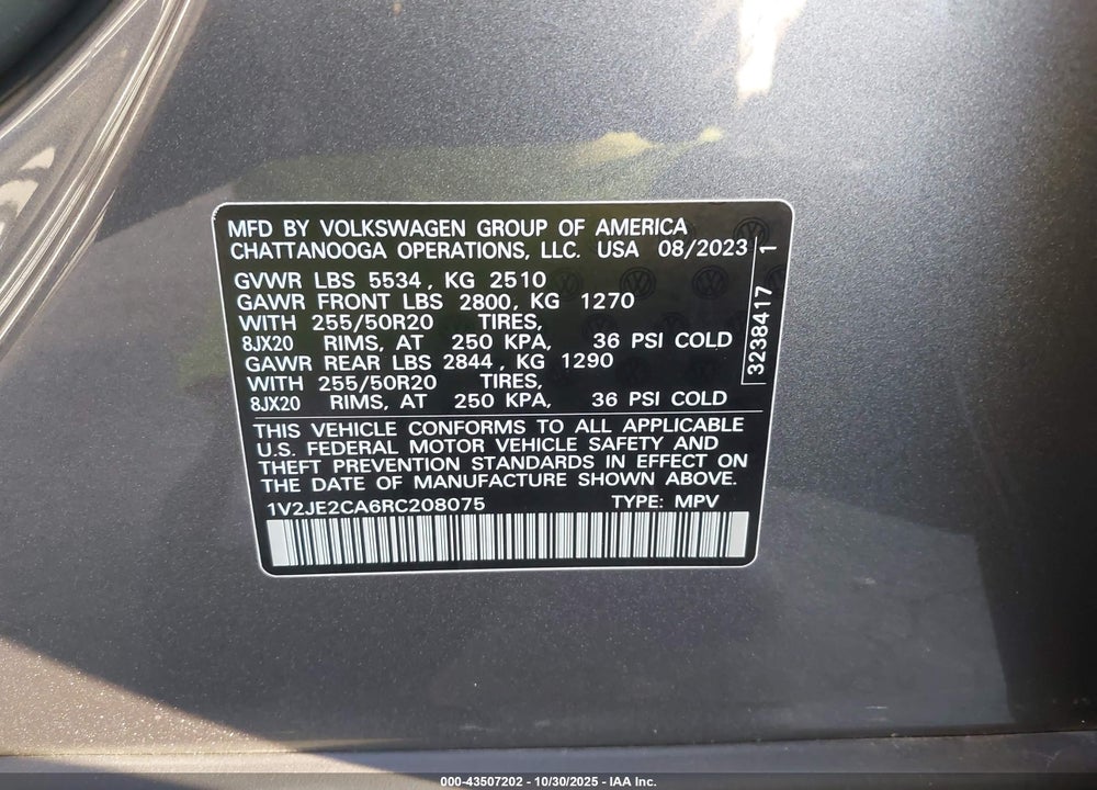 2024 VOLKSWAGEN ATLAS CROSS SPORT 2.0T SE W/TECHNOLOGY VIN: 1V2JE2CA6RC208075