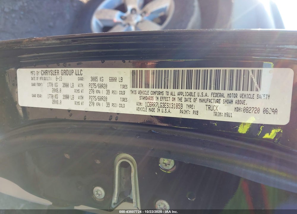 2014 RAM 1500 BIG HORN VIN: 1C6RR7LG3ES131859