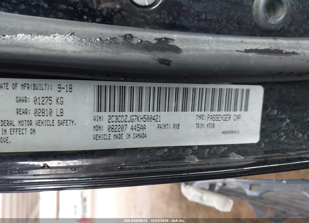 2019 DODGE CHALLENGER GT VIN: 2C3CDZJG7KH500421