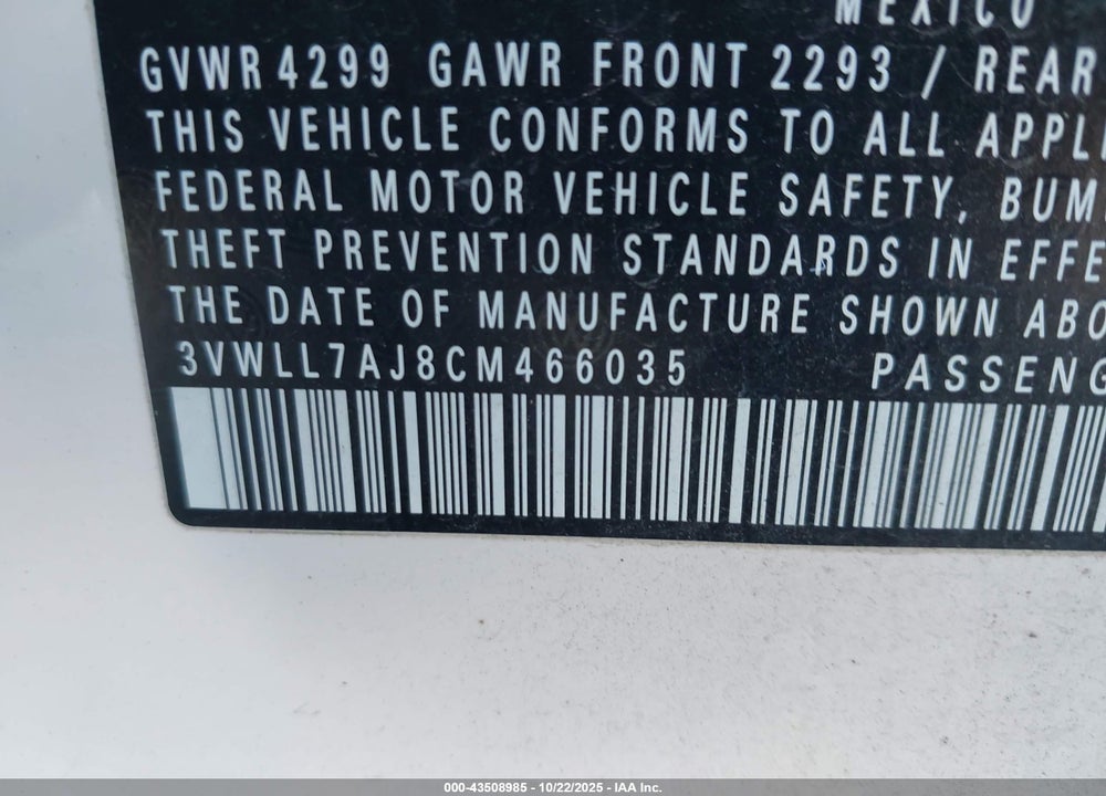 2012 VOLKSWAGEN JETTA 2.0L TDI VIN: 3VWLL7AJ8CM466035