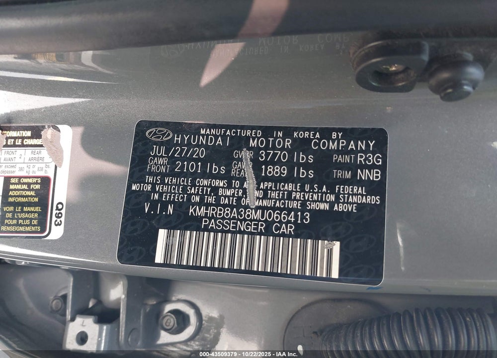 2021 HYUNDAI VENUE VIN: KMHRB8A38MU066413