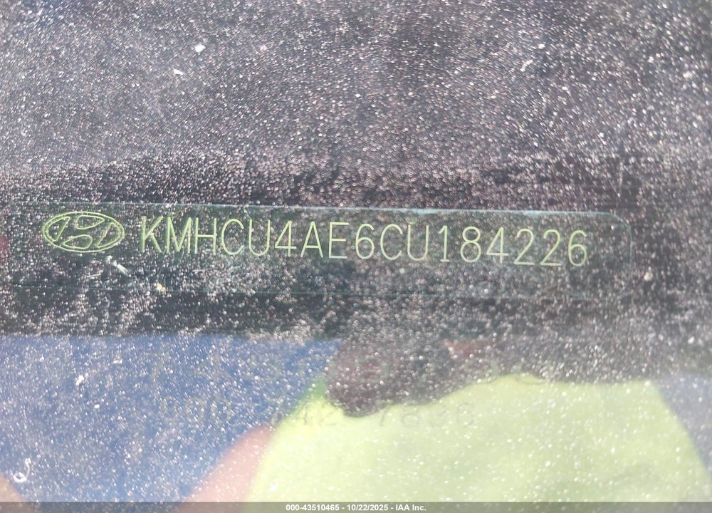 2012 HYUNDAI ACCENT VIN: KMHCU4AE6CU184226