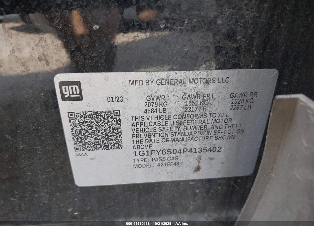 2023 CHEVROLET BOLT EUV FWD LT VIN: 1G1FY6S04P4135402