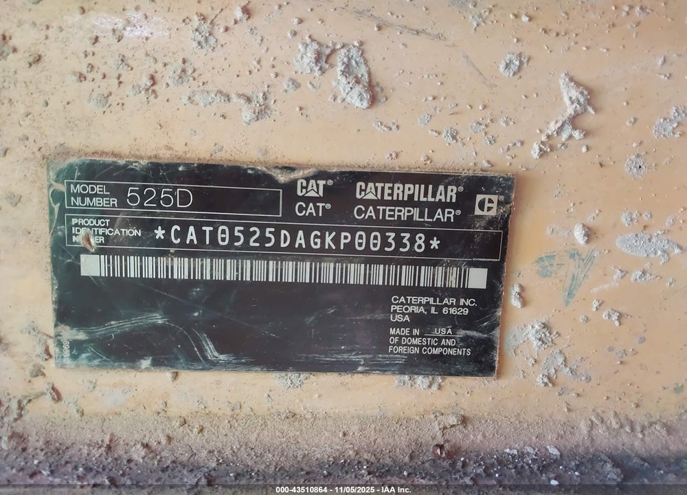 2015 CATERPILLAR CAT 525D VIN: CAT0525DAGKP00338