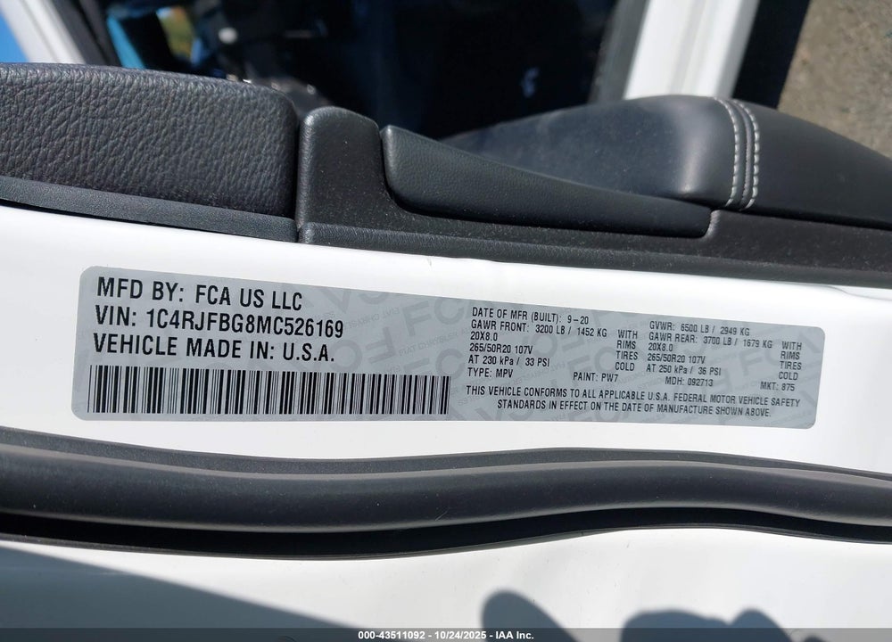 2021 JEEP GRAND CHEROKEE 80TH ANNIVERSARY 4X4 VIN: 1C4RJFBG8MC526169