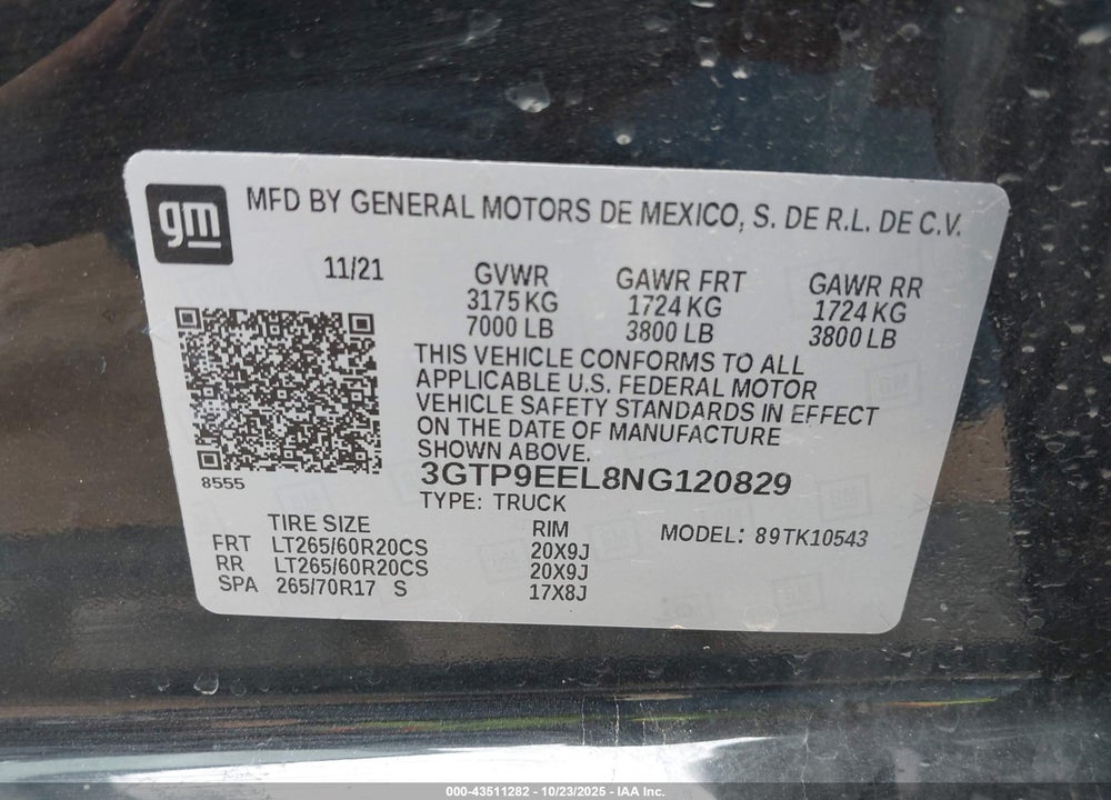 2022 GMC SIERRA 1500 LIMITED VIN: 3GTP9EEL8NG120829