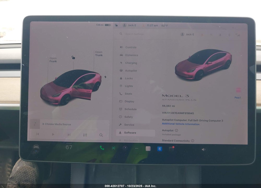 2021 TESLA MODEL 3 STANDARD RANGE PLUS REAR-WHEEL DRIVE VIN: 5YJ3E1EA9MF919945