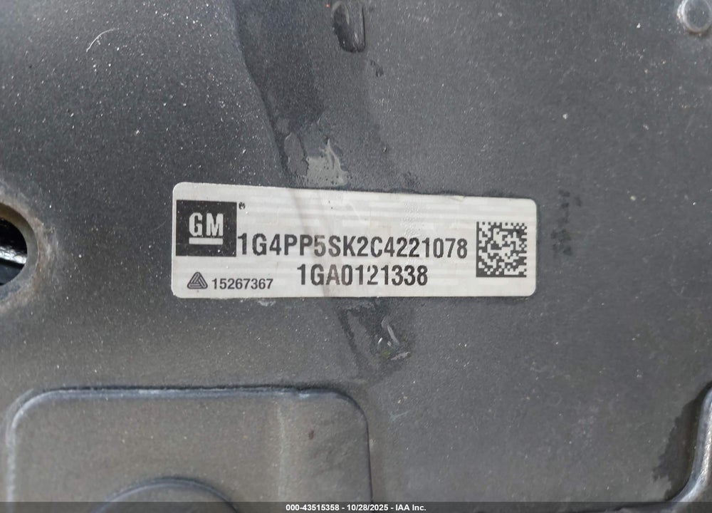 2012 BUICK VERANO VIN: 1G4PP5SK2C4221078
