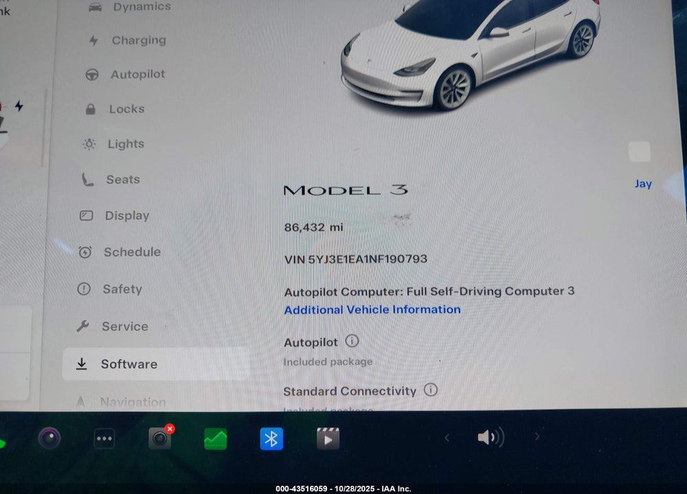 2022 TESLA MODEL 3 REAR-WHEEL DRIVE VIN: 5YJ3E1EA1NF190793