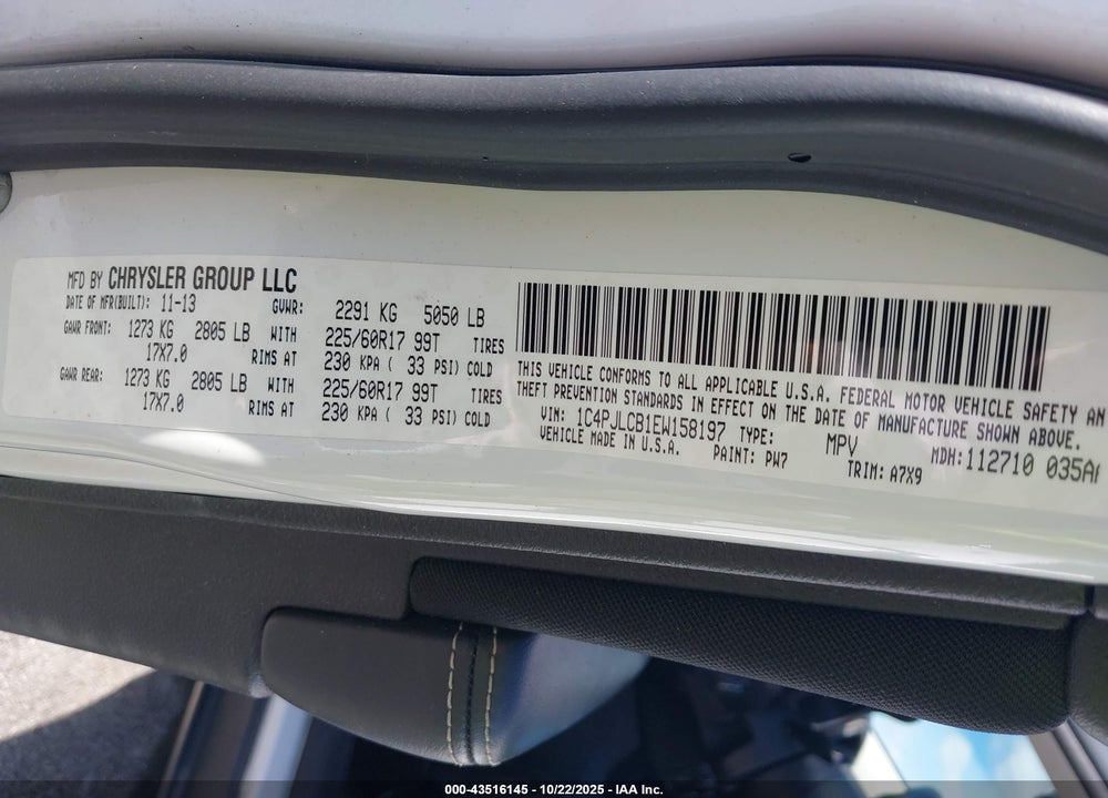 2014 JEEP CHEROKEE VIN: 1C4PJLCB1EW158197
