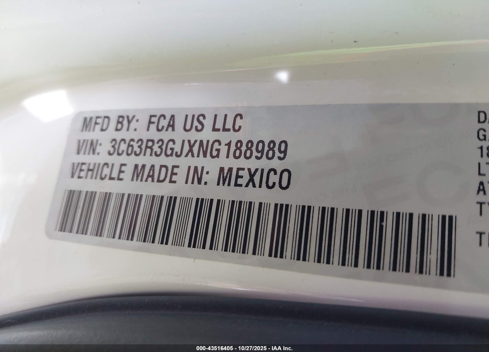 2022 RAM 3500 TRADESMAN  4X4 8' BOX VIN: 3C63R3GJXNG188989