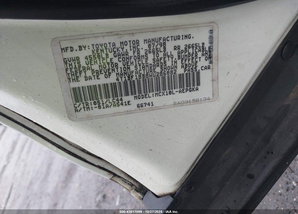 1998 TOYOTA AVALON XLS VIN: 4T1BF18B8WU286082