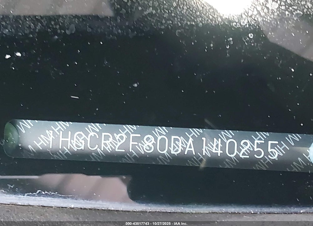 2013 HONDA ACCORD VIN: 1HGCR2F80DA140255