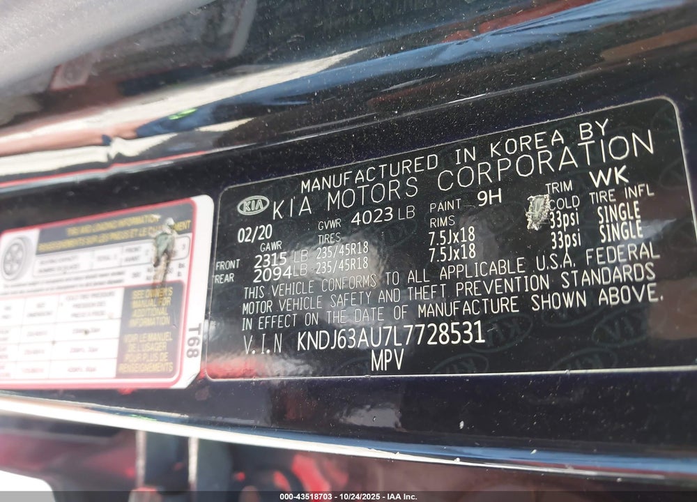 2020 KIA SOUL GT LINE VIN: KNDJ63AU7L7728531