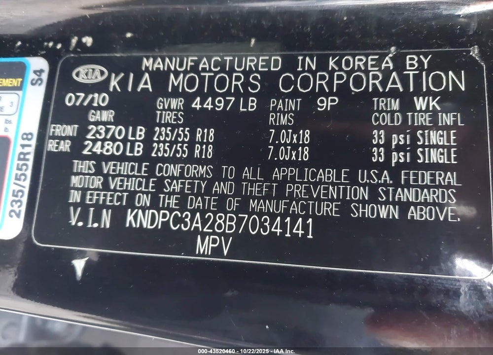 2011 KIA SPORTAGE EX VIN: KNDPC3A28B7034141