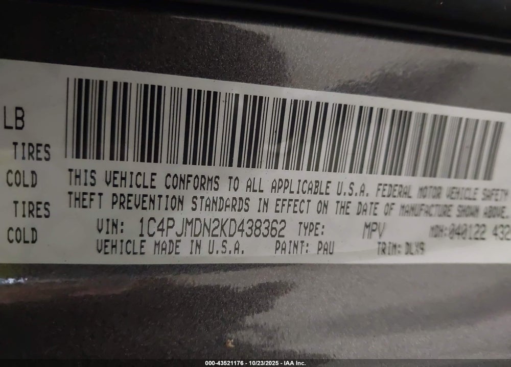 2019 JEEP CHEROKEE VIN: 1C4PJMDN2KD438362