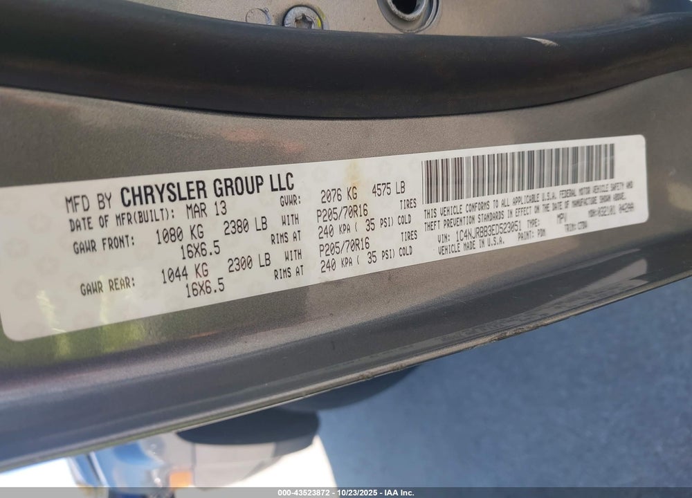 2014 JEEP PATRIOT SPORT VIN: 1C4NJRBB3ED523051
