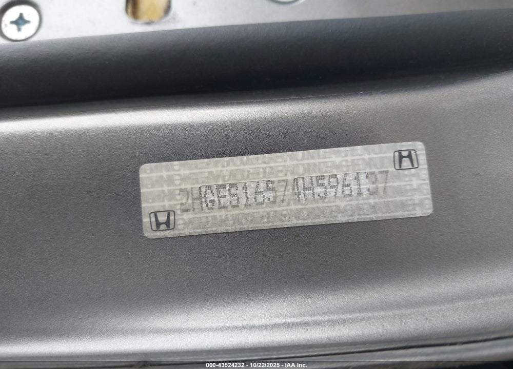 2004 HONDA CIVIC LX VIN: 2HGES16574H596137