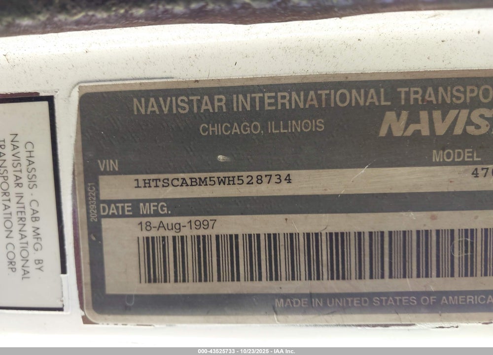 1998 INTERNATIONAL 4000 VIN: 1HTSCABM5WH528734