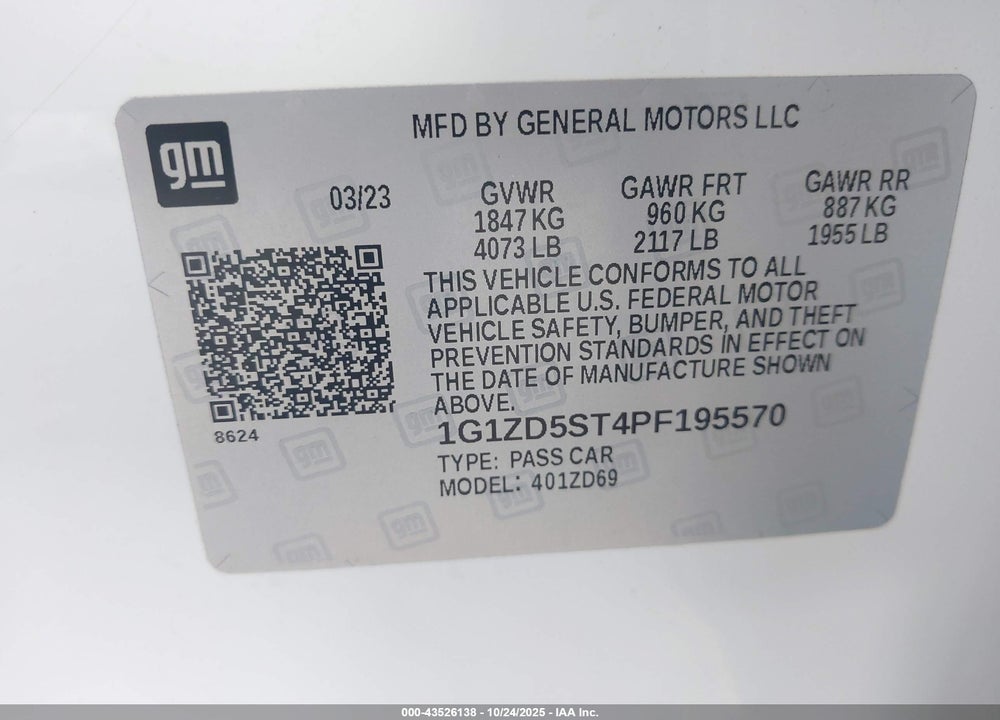 2023 CHEVROLET MALIBU VIN: 1G1ZD5ST4PF195570