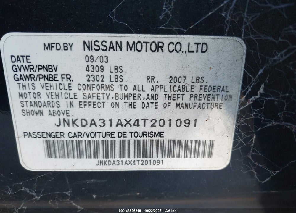 2004 INFINITI I35 LUXURY VIN: JNKDA31AX4T201091