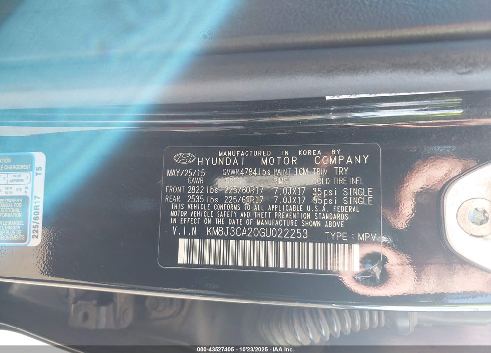 2016 HYUNDAI TUCSON VIN: KM8J3CA20GU022253