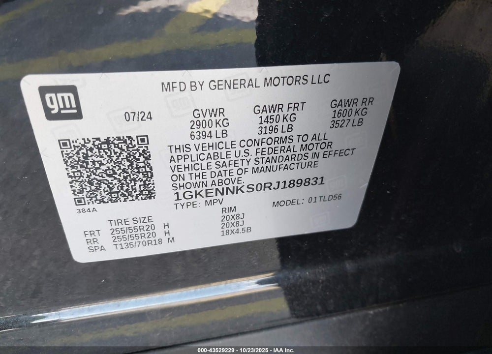 2024 GMC ACADIA VIN: 1GKENNKS0RJ189831
