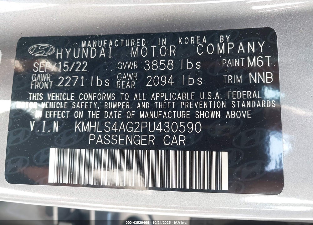 2023 HYUNDAI ELANTRA SEL VIN: KMHLS4AG2PU430590