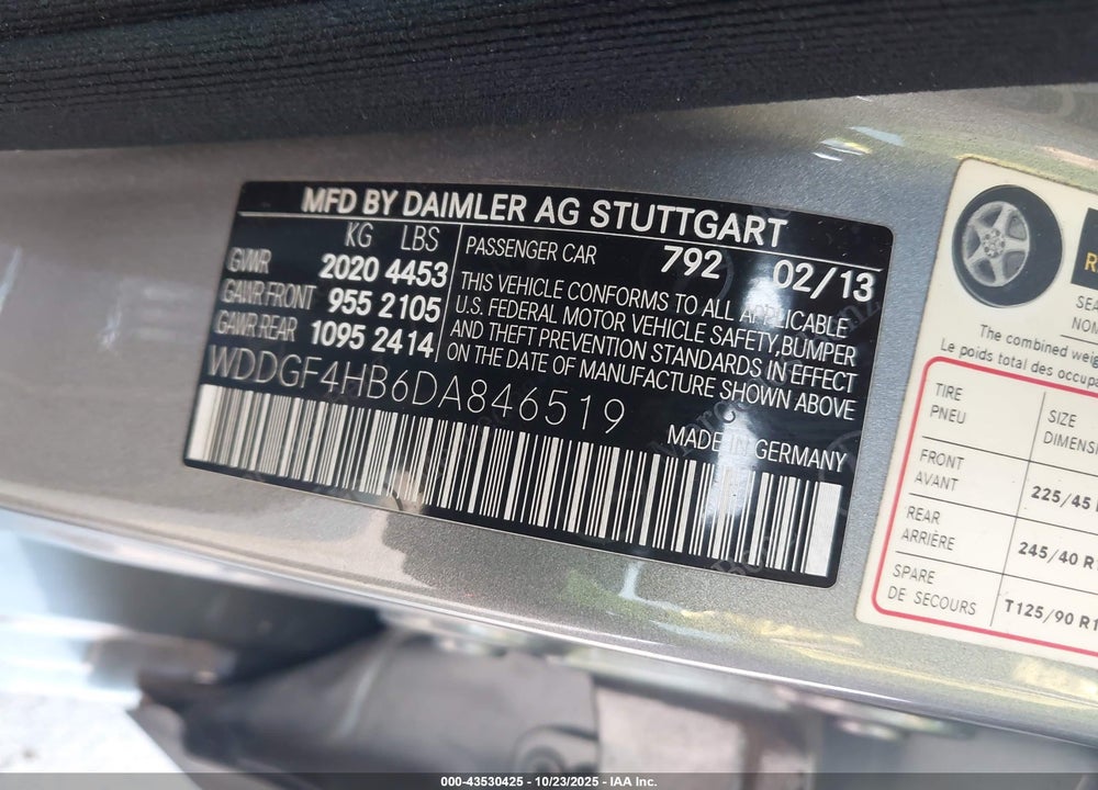 2013 MERCEDES-BENZ C 250 SPORT VIN: WDDGF4HB6DA846519