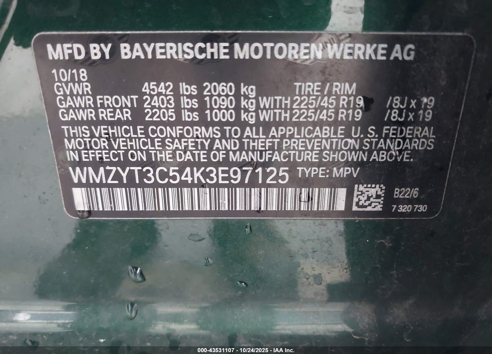 2019 MINI COUNTRYMAN VIN: WMZYT3C54K3E97125