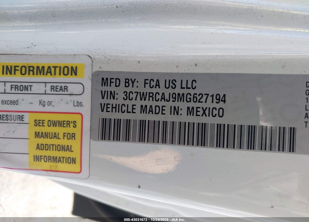 2021 RAM 3500 VIN: 3C7WRCAJ9MG627194