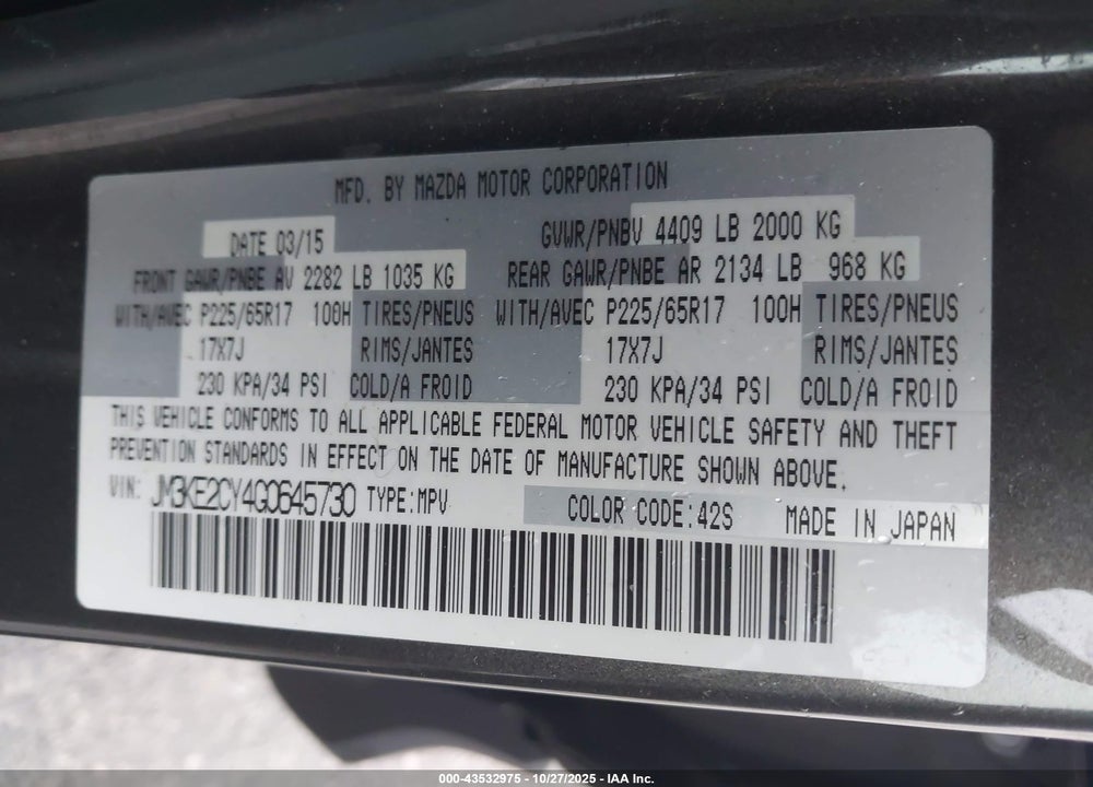 2016 MAZDA CX-5 VIN: JM3KE2CY4G0645730
